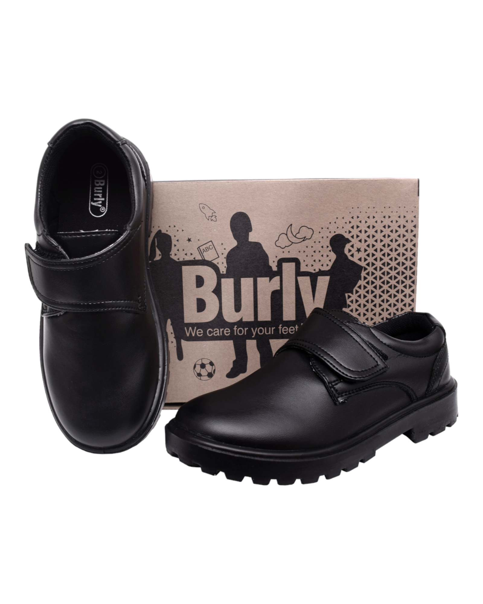 BF-13 BURLY BOYS SCHOOL SHOES WITH VELCRO